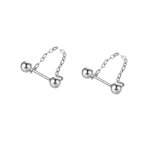 Minimalist Ball Cartilage Stud Earrings S925 Sterling Silver For Women Girls Men 18G Tassel Threader Chain Barbell Bar Tragus Helix Screw Back Earring Studs Ear Piercing Dainty Jewelry Gifts (Silver) #TOP11