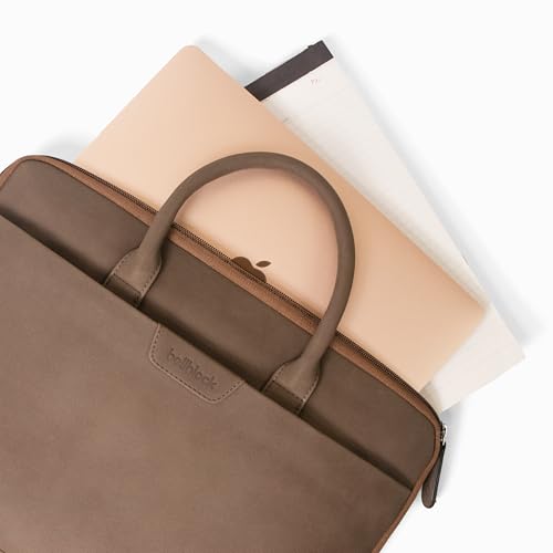 Image of Bellblock Sleek Messenger Laptop Bags For Men /Women Office Use | Travel Friendly With Luggage Strap | Office Bag For Man /Woman | Cotton Canvas | Olive Green (Upto 14 Inch)