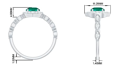 Rosec Jewels Certified Created Emerald Engagement Ring With Moissanite, 1.50 Cttw, 6 Mm, Aaaa Quality, 14K Yellow Gold, Size:us 7.00 #TOP5
