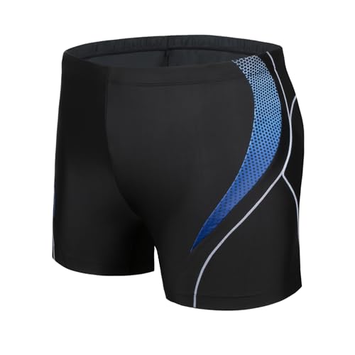 WHCREAT Badehose Herren Kurz Schwimmhose Eng Schnelltrocknende Badeshorts mit Kordelzug, Glamouröses Schwarz XL