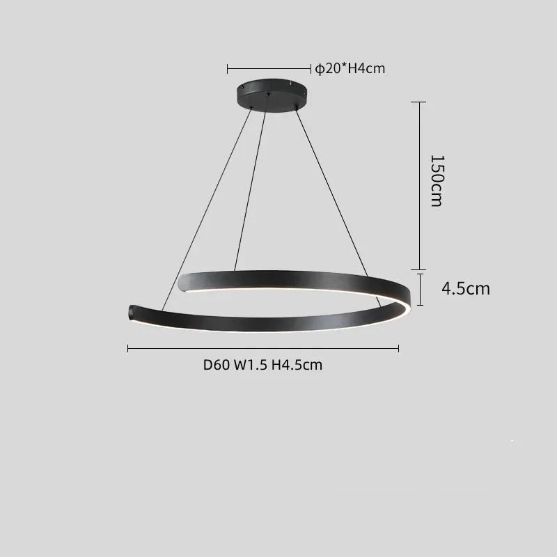 Lampe suspendue demi-cercle noire D60cm moderne chic