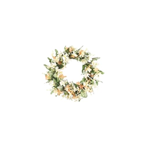 Couronne de fleurs Noël pour porte extérieure et décoration suspendue de fête (2 pièces)