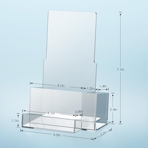KINGTOP Acryl-Broschürenhalter, Prospekthalter, Präsentationsständer mit Stiftschlitz, transparenter Prospektständer für Büro, Messe und Einzelhandel