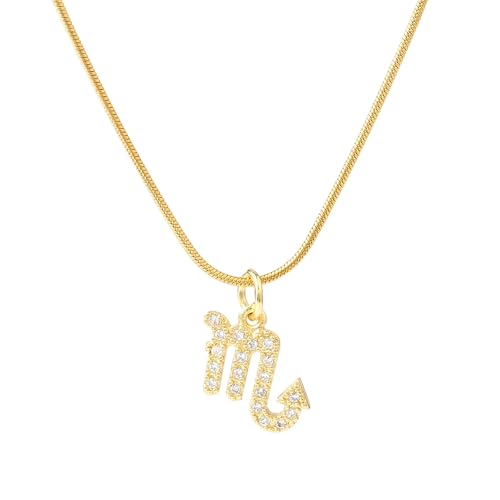 Image of SALTY Anti Tarnish Zodiac Sign Pendant Necklace for Women Men | Stylish Locket Neck Chain | Fashion Jewellery Accessories for Girls Boys | Minimal Jewelry | Ideal for Gifting | Gift for Diwali, Christmas, Marriage, Birthday