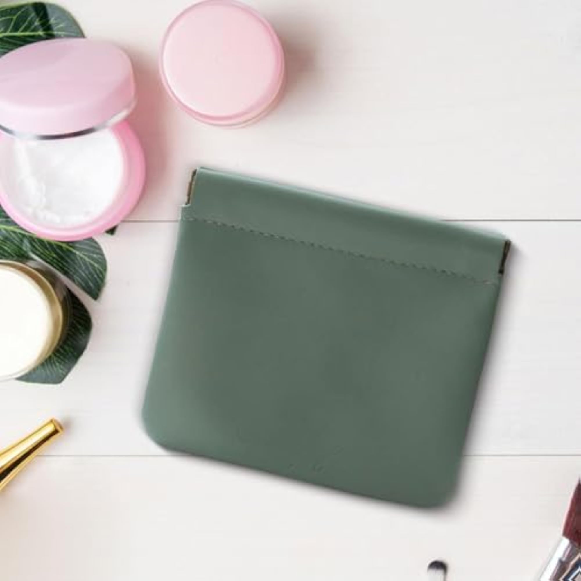 Pocket Cosmetic Bag Self Closing Wallet, Multifunctional Makeup Pouch