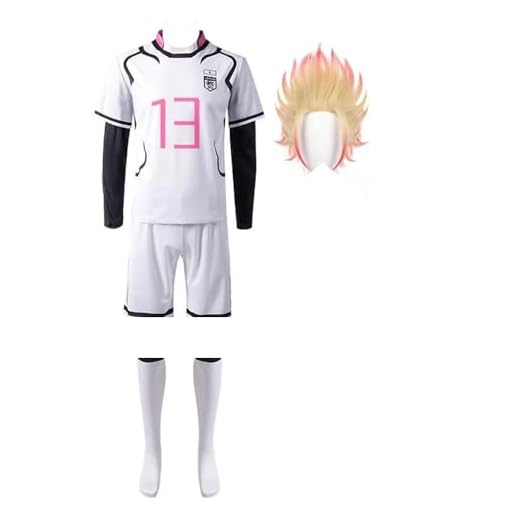 Jiumaocleu Disfraz de anime Itoshi Sae para cosplay, Shidou Ryuusei Jersey/Yukimiya Kenyuu, disfraz de fútbol americano, conjunto completo para juego de rol Halloween, Shidou Ryuusei + peluca, L