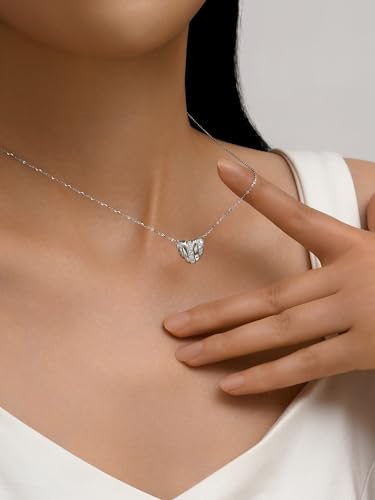 925 Silver Heart Necklace with cubic zirconia for Women, Anniversary Birthday Gifts for Wife, Girlfriend, Mom (18''+2")4