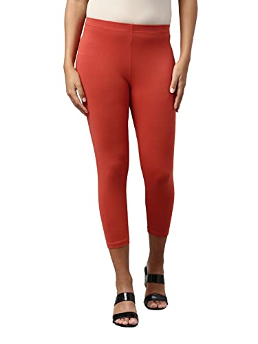 Image of GO COLORS Soft Cotton Stretch Cropped Leggings for Women | Breathable, Mid Rise