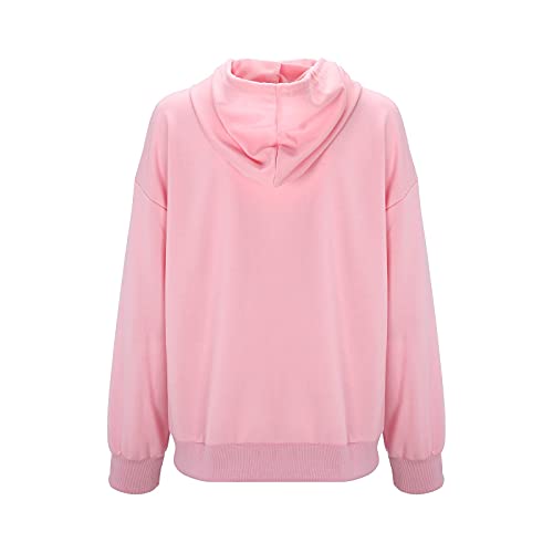 Briskorry Dames Y2K roze capuchontrui letters print eenvoudig lange mouwen sweatshirt leuke mode tieners meisjes mantel grote maten streetwear overgangsjas - Image 3