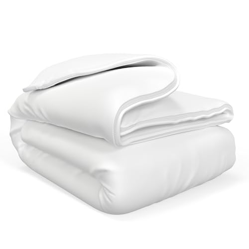 Image of QuickZip Duvet Cover with Zipper Closure - Ultra Soft Long-Staple 100% Cotton, Oeko-Tex Certified, Durable Interior Corner Ties, Corner Clips (Full /Queen (1 Piece), White (Sateen))