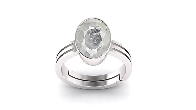 Bague saphir blanc naturel 4.50 carats en argent véritable de qualité AA++