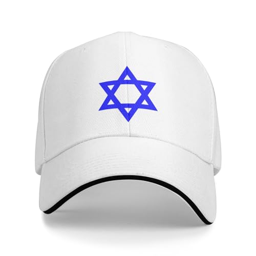Blue Star of David Hat Blue Star of David Baseball Cap Israel Hat for Women Men Trucker Dad Hats White