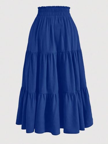 Women's Flowy Trendy Skirt Casual Solid Ruffle Hem Skirt3