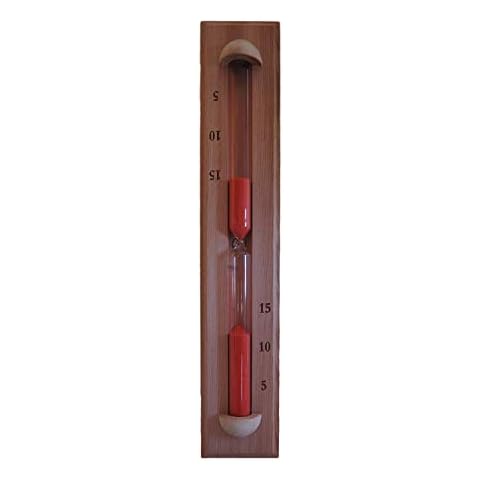 HSE Deluxe Cedar Wall-Mounted Rotating Sauna Sand Timer - 15 Minutes - Choose Your Sand Color (15 Minutes, Rust Red) Cover
