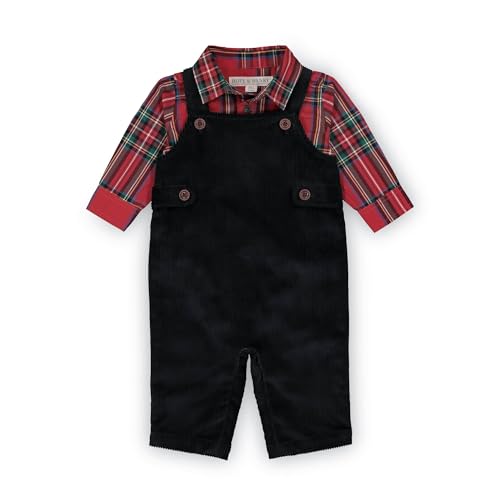 Image of Hope & Henry Layette Baby Boy Woven Bodysuit and Overall 2-Piece Set
