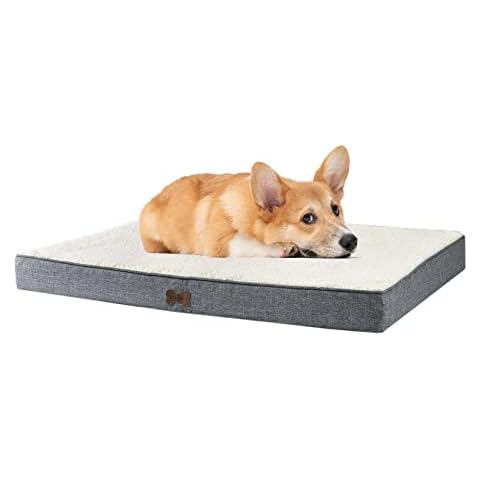 CAROMIO Large Dog Beds, Orthopedic Dog Beds and Mattress with Removable Dog Beds Cover Washable Pet Supplies for Large Dogs Water Resistant Dog Beds Sofa Cozy Sherpa Pet Beds with Egg Foam Gray Cover
