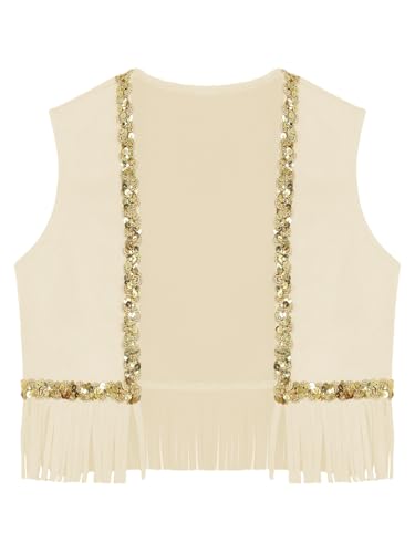 Girls Rodeo Vest Faux Suede Waistcoat with Sequins and Tassels Western Wear Coat