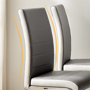 Bacyion Dining Room Chairs Set Of 2, Modern Leather Chrome Dining Chairs, Kitchen Chairs With Removable Soft Cushion For Dining Room, Kitchen, Home(2 Grey Chairs) #TOP4