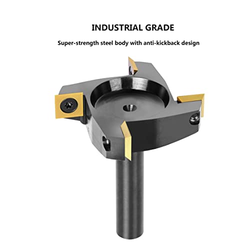 Image of SpeTool CNC Spoilboard Surfacing Router Bit 1 /2 inch Shank 2-1 /2 inch Cutting Diameter,4 Wings Coated Carbide Insert Slab Flatting Router Planer Bit Wood Planing Bit Woodworking Tools