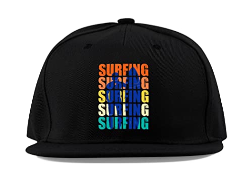 Casquette baseball rétro surf en coton noir taille unique visière plate pour le sport