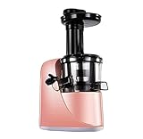 SMSOM Langsamer Entsafter, Kautieren von Entsafter, Saft-Extraktor, Kaltpresse mit 2-Gang-Modi, Saft-Maschinen mit Reverse-Funktion und Ruhemotor für Gemüse und Früchte, leicht zu reinigen