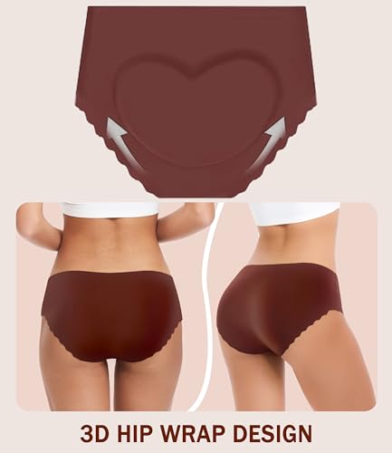 Seamless Underwear for Women - High Waisted No Show Panties, 3D Wrap Hip Full Coverage Stretch Briefs 6 Pack2