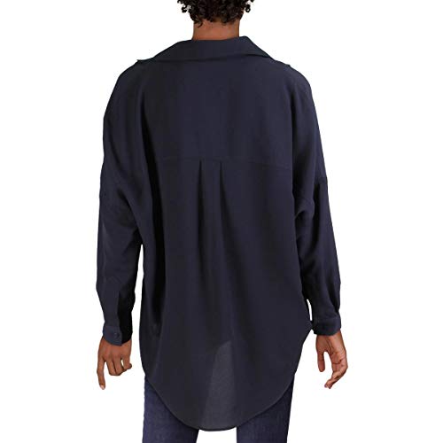 French Connection Womens Rhodes Hi-Low Office Wear Blouse Navy S #TOP1