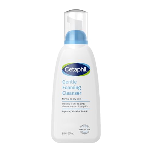 Cetaphil Oil Free Gentle Foaming Cleanser For Dry to Normal Sensitive Skin Made with Glycerin and Vitamins B5 and E Dermatologist Tested Hypoallergenic Soap Free Fragrance Free 8oz