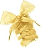 MarJunSep Satin Ribbon Shoe Laces for Sneakers, Flat Lace Shoelaces for Women Girls Shoestrings 4CM Wide (1 Pair Golden, 47')