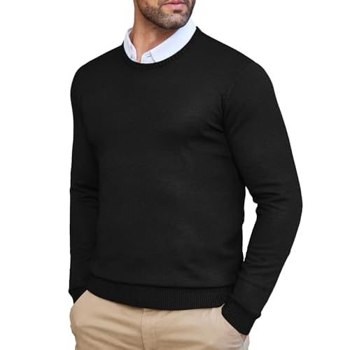 COOFANDY Men Knit Dress Sweater Slim Fit Crew Neck Long Sleeve Pullover Sweater