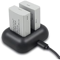 Bateria Canon Rebel T5 ENEGON Batería de Repuesto (Paquete de 2) y Cargador rápido rápido para Canon LP-E5 y Canon EOS Rebel XS, Rebel T1i, Rebel XSi, 1000D, 500D, 450D, Kiss X3, Kiss X2, Kiss F