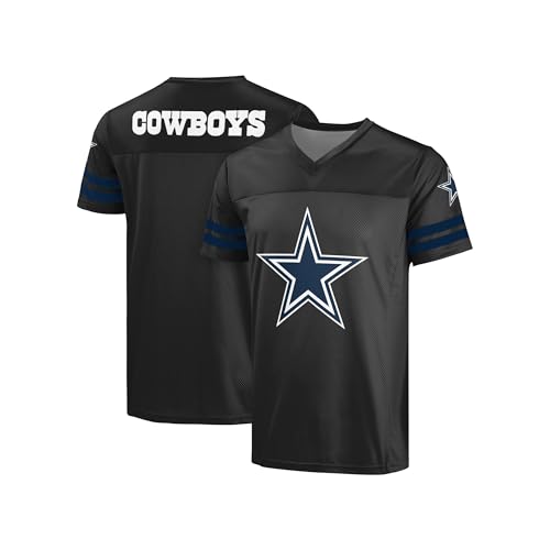 FOCO NFL Men's Officially Licensed Primary Logo Alternate Color Game Day Football V-Neck Top (US, Alpha, Large, Regular, Regular, Dallas Cowboys - Black, Dallas Cowboys)