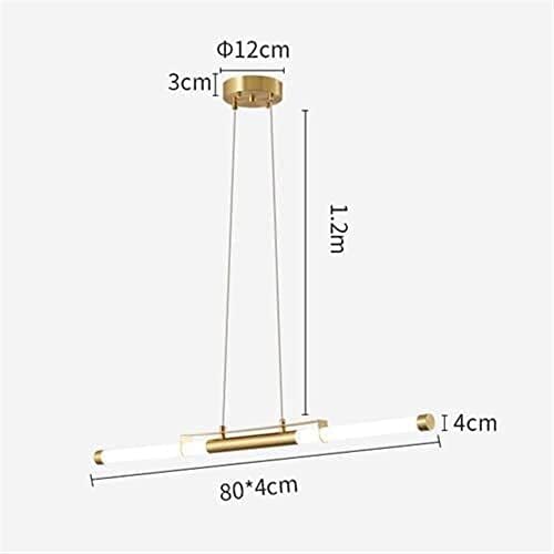 Minimalist Linear Led Light Long Strip Chandeliers Copper Kitchen Island Lighting Fixture Ceiling Lights Modern Hanging Lamps for Dining Table Bedroom,Svart-120Cm/Brass/80Cm