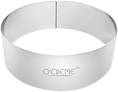 O'Creme Cake Ring Sturdy Stainless Steel Round Mousse Cake Ring Mold for Baking, Dessert Cake Decorating Pastry Rings 6 Inch Diameter x 2 Inch High