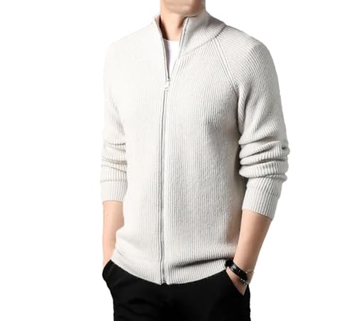 Men's Luxury Simple Knitted Cardigan Stand Collar Zip-Up Warm Sweatercoat Fashion Versatile Menswear
