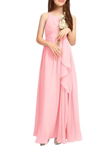 Imily Bela Girls Chiffon Dresses Formal Sleeveless Junior Bridesmaid Wedding Party Maxi Dress
