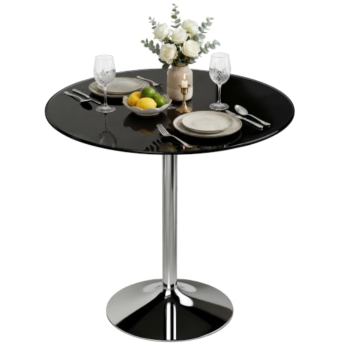 Image of HOMCOM Round Bar Table with Steel Frame for 4, 80 x 80 x 77cm, Black