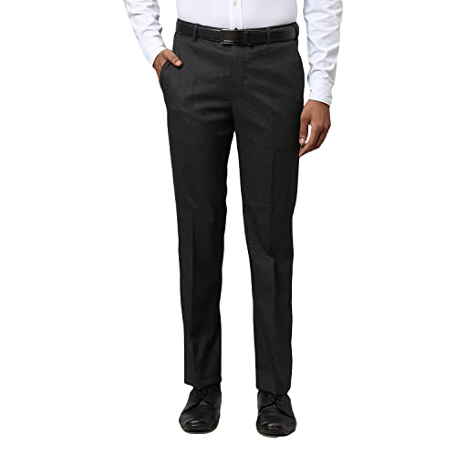 Image of Park Avenue Men's Poly Viscose Blend Checks Small Pattern Smart Fit Flat Front Formal Trouser