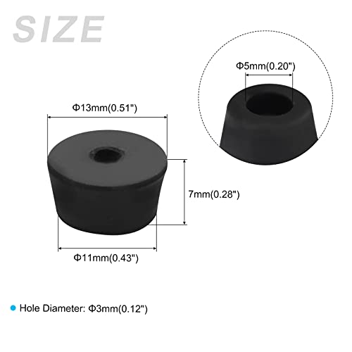 METALLIXITY Rubber Bumper Feet (13x7mm/0.51"x0.28") 24Pcs, Round Leg Pads Floor Protectors - for Home Tables Chairs Cutting Board Black - Image 2
