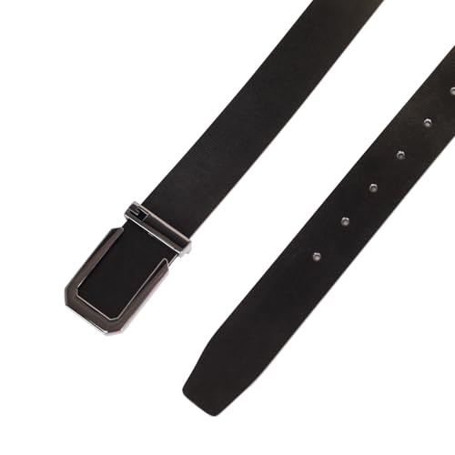 Image of Aurolran Men&Womens Leather Dress Belt Business Automatic Buckle Belt Color-Black Silver Gold