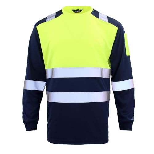 Zuolaya Reflective Shirts for Men High Visibility Safety Quick Dry Long Sleeves Construction Work T Shirt?XL, Yellow