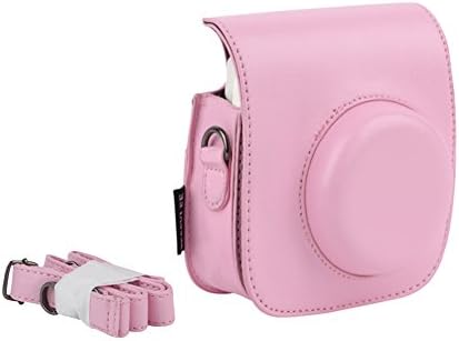 PessyLee Mini 25 PU Leather Camera Case w/ a Matching Removable Single Shoulder Strap - Pink