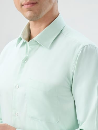 Image of Park Avenue Men Modern Slim Fit Solid Pattern Cotton Polyester Blend Semicutaway Collar Full Sleeve Formal Shirt