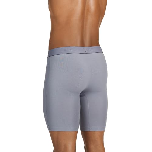 Jockey Men's Underwear Chafe Proof Pouch Cotton Stretch 8.5" Long Leg Boxer Brief - 3 Pack, Just Past Midnight/Mid Grey/Black Out, M3