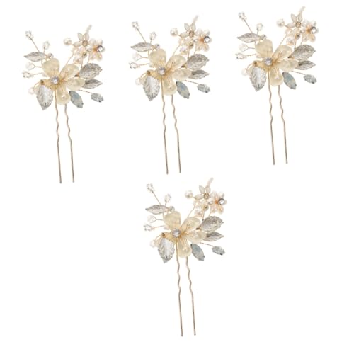 Épingle à cheveux d'or avec perle FRCOLOR pour mariage et demoiselle d'honneur, 4 pièces