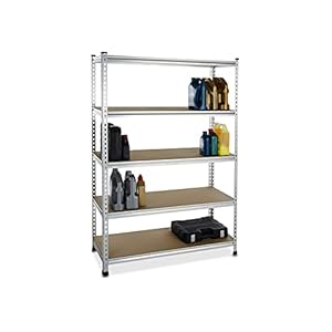 Amazon Basics 5 tier Medium Duty Storage Shelving Double Post Press Board Shelf Aluminum 48 x 18 x 72