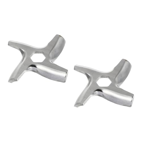 Gatuida Cuchillas para Carne de Acero Inoxidable 2 Piezas Discos de Corte para Picadora de Carne Casera Diámetro 55mm Centro Hexagonal 9mm en Cocina Doméstica