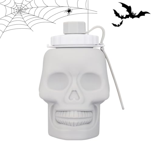 MacilKurtlar 折り畳み可能な水筒 | スカル ゴシック スポーツ 水筒 - 650ml 漏れ防止 カップ フィットネス バックパッキング ハイキング ランニング サイクリング アウトドア 飛行機 - フィットネスキャンプランニングフェスティバル