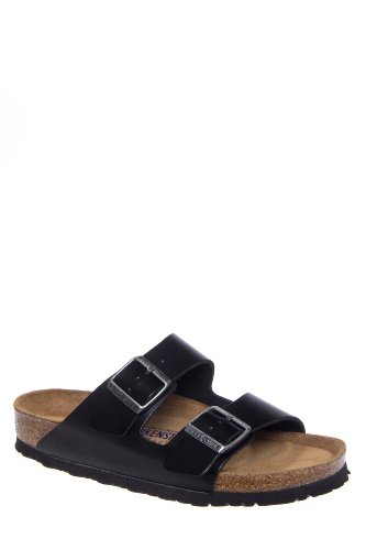 Image of Birkenstock Unisex Arizona Soft Footbed Sandal, Black Amalfi Leather, 38 M EU /7-7.5 B(M) US Women