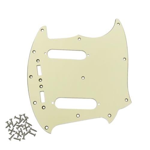 SHENGSUI Ivory 3 Ply Pro 12-Hole Guitar Pickguard for Fender American Mustang